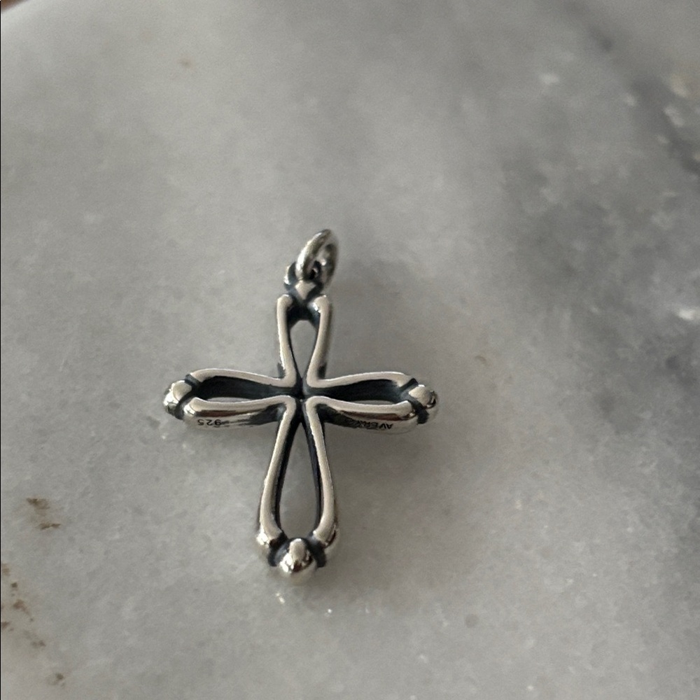 Retired New James Avery Silver Open Cross with buds